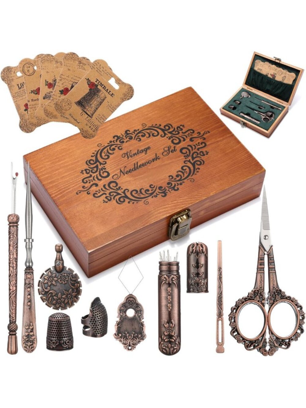Victorian Embroidery Scissors Kit - Gold Sewing Tools for Crafting & DIY